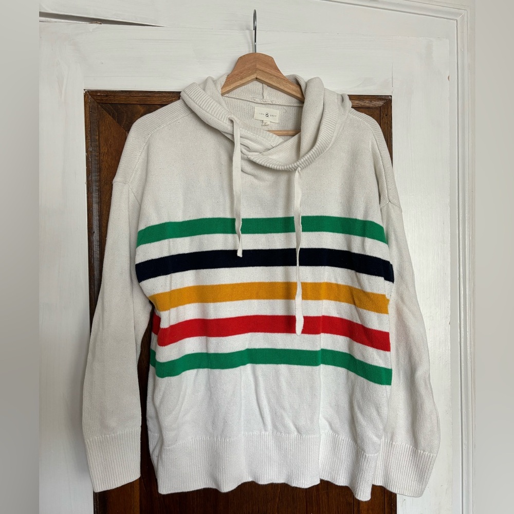 Lou & Grey Striped Crossover Hoodie Sweater